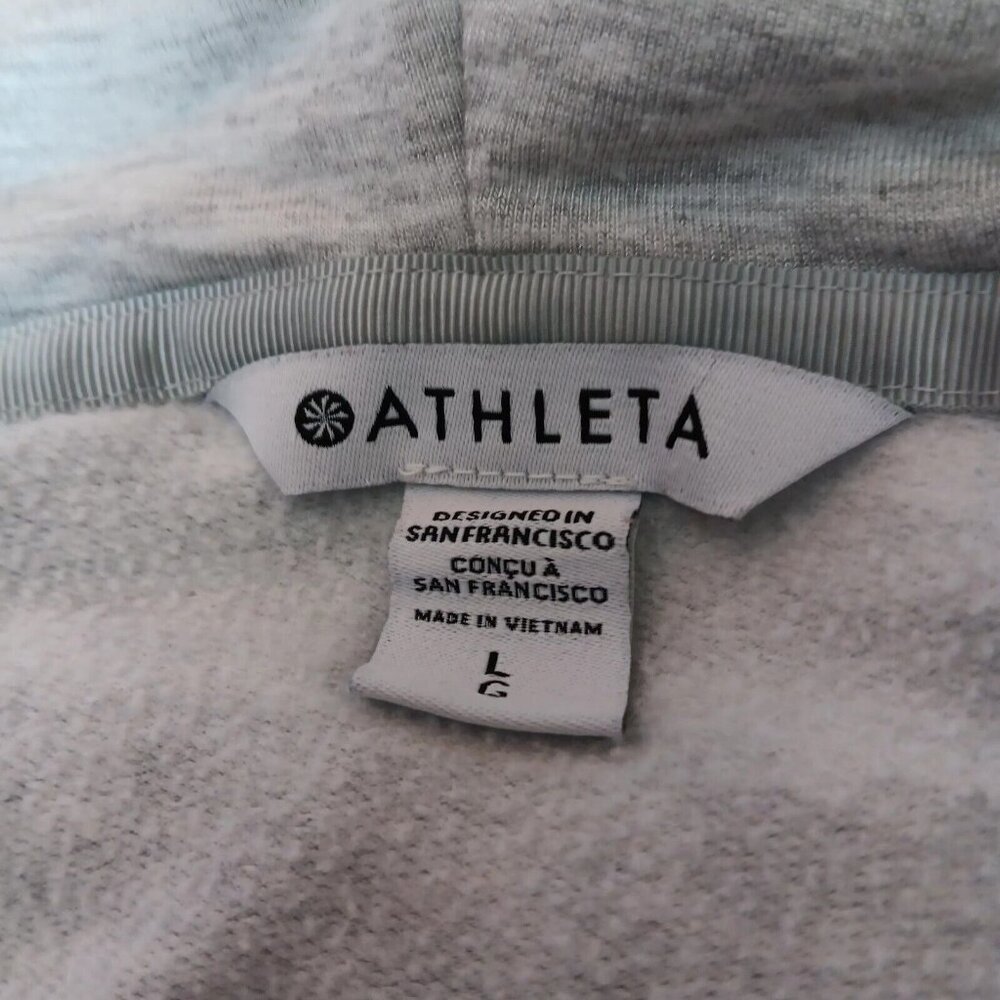 Athleta Womens Large Purana Wrap Sweatshirt Gray Heather Ribbed Long Sleeve Top - Picture 3 of 15